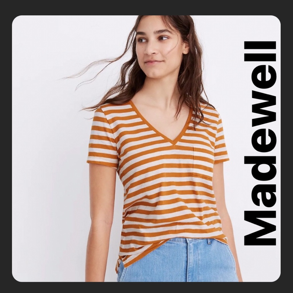 NWT Madewell Whisper Cotton V-Neck Pocket Tee